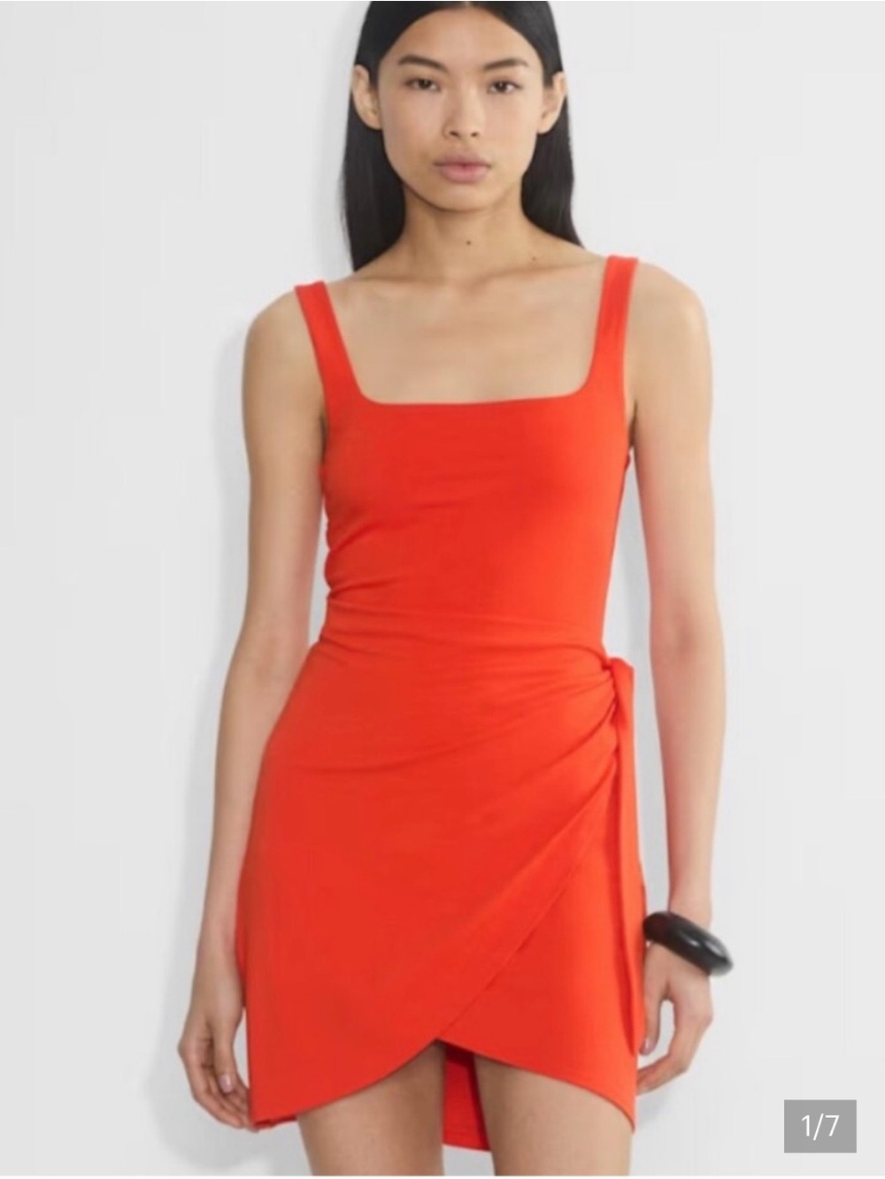 Wilfred Orange Square-Neck Wrap Mini Dress
